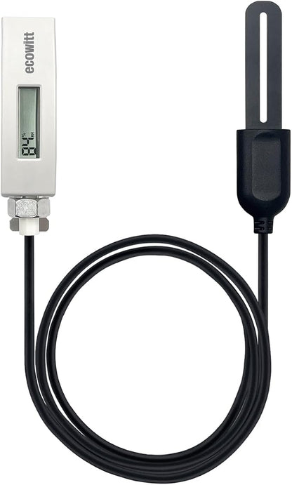 ECOWITT WH51L Soil Moisture Sensor with 1m/3.28ft PVC Wire Probe, LCD Display, Needs to Pair with Wi-Fi Gateway, 915 MHz
