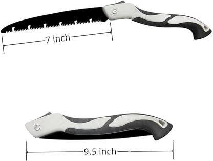 7 Inch Folding Saw, Pruning Hand Saw for Wood Cutting, Garden Pruner with SK5 Curved Blade, Triple- Cut Razor Teeth, Foldable Handsaw for Tree Trimming, Camping, Gardening and Carpentry