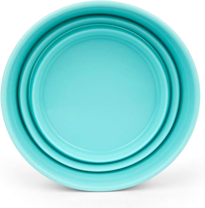 CARTINTS Collapsible Bowls With Lids Silicone Food Storage Containers Collapsible Camping Bowls Silicone Lunch Containers, Ideal for Travel and Camping, 32oz/950ml(Blue)