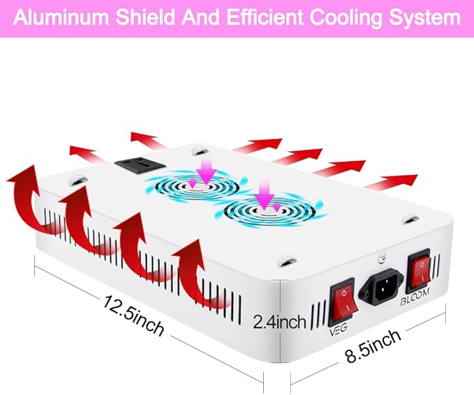 NAILGIRLS LED Grow Light, 600W Grow Lamp for Indoor Plants Full Spectrum Plant Growing Light Fixtures with Daisy Chain Temperature Hygrometer