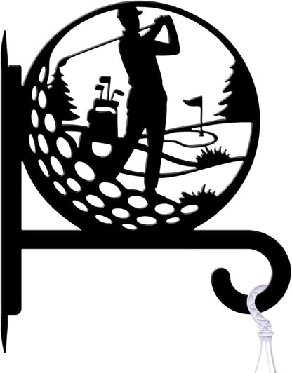 peacoblue Iron Plant Hangers Hooks for Outdoor Indoor Hanging Plants Flower Fern Pots Lantern Bird Feeder,11.6"x14.5" Weather Resistant Metal Wall Holder for Porch Garden Farmhouse(Golf)