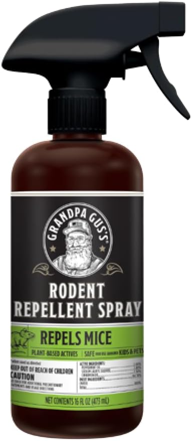Grandpa Gus's Rodent Repellent Spray, Peppermint & Cinnamon Oil, Prevents Mouse/Rats from Nesting & Chewing on Wires, 16 fl oz (1 Bottle)
