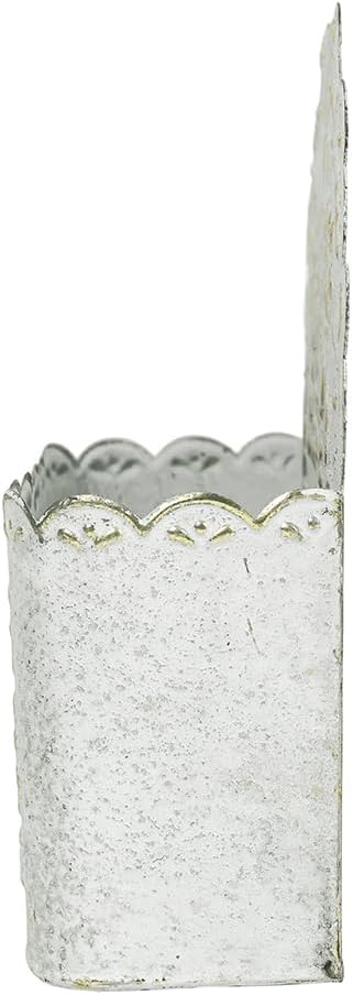 Decorative Hanging Wall Basket Shabby Chic Wall Planter for Indoor Planters Decor White Wall Planter Holder Metal Hanging Planter Wall Mounted Planter for Farmhouse Garden Wall Decor