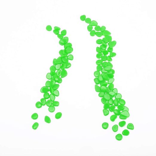 Glow Pebbles Green, 300 pcs Green Glowing Rocks for Outdoor Decor, Garden Lawn Yard, Aquarium, Walkway, Fish Tank, Pathway, Luminous Pebbles Powered by Light or Solar-Recharge Repeatedly