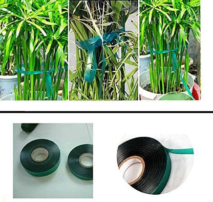 1 Roll 150 Feet Stretch Tie Tape 0.5 Inch Garden Tie Tape Thick Plant Ribbon Garden Green Vinyl Stake for Indoor Outdoor Patio Plant Use