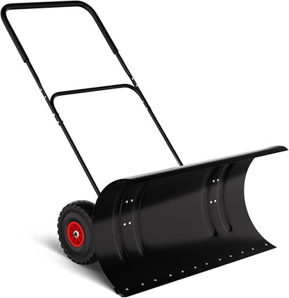36” Snow Shovel for Driveway,Heavy Duty Wheeled Rolling Shovels 5 Position Angled Blade, Ergonomic Handle & Rubber Wheels for Efficient Snow Removal, Snow Plow for Doorway,Driveway and Sidewalks