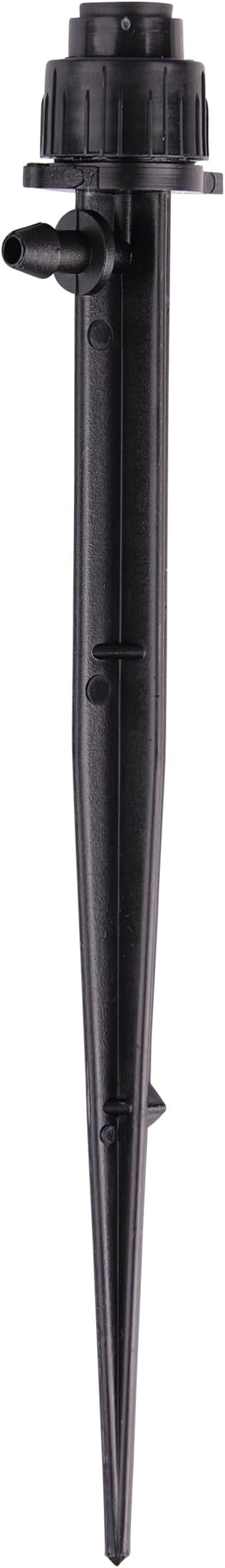 Raindrip 15300UB Adjustable Flow Bubbler, Non-Pressure Compensating Emitters, Fan, with 1/4 in. Barbed Inlet on 5 in. Stake, Black