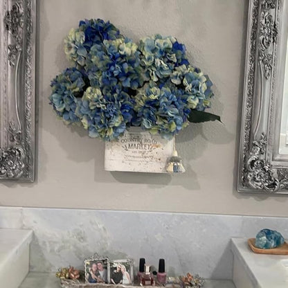 All Chic Set of 2 Metal Hanging Wall Planters Outdoor Indoor Mail Wall Mounted Planter Antique Shabby Chic Wall Decor (White Gold)