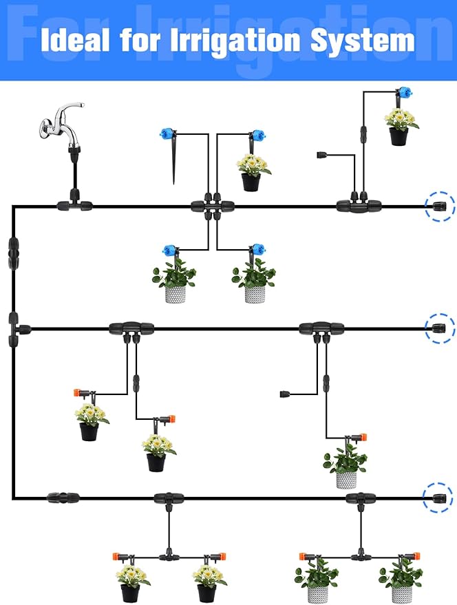 Kalolary 12PCS 1/2" Irrigation Fittings Drip Irrigation End Cap for (1/2" ID x0.6-0.63" OD) Tubing Anti-Drop Irrigation Fitting End Plug for Drip Tubing (1/2 End Caps)