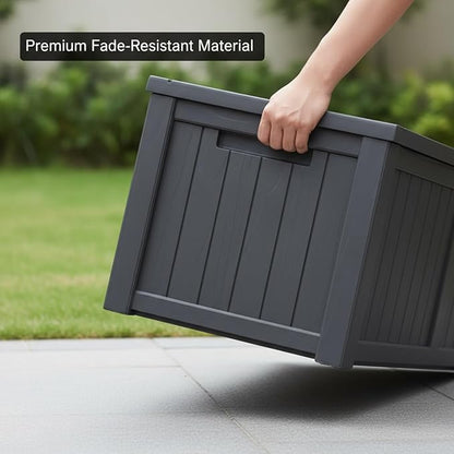 120 Gallon Resin Deck Box, Outdoor Storage Chest for Patio Furniture Cushions, Garden Tools, Pool Accessories | Lockable, Waterproof, All-Weather, Easy Assembly, Wood Grain Design