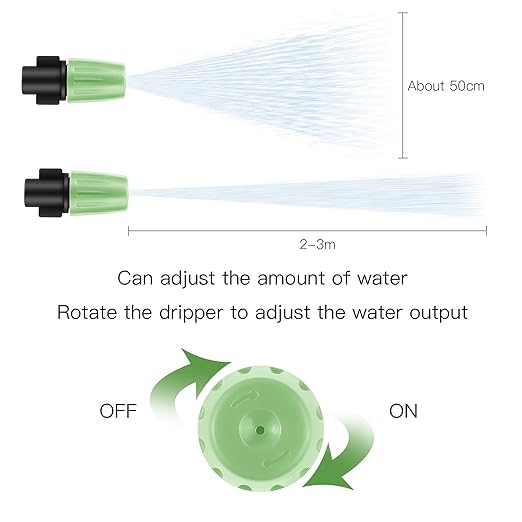 MSDADA 50pcs Micro Spray Adjustable Flow Irrigation Drippers, Garden Adjustable Sprinkler drip Irrigation Mister Heads with 3 Tee Irrigation Misting Drip Kit (Green)