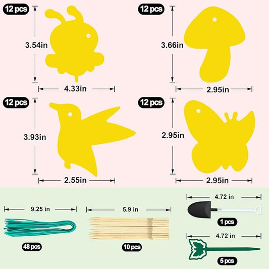 48 Pack Gnat Traps for House Indoor, Sticky Traps for Gnats Fruit Fly Traps for Indoors Plant Gnat Killer Indoor, Gnat Trap Fungus Gnat Sticky Trap Flies Bug Plant Trap