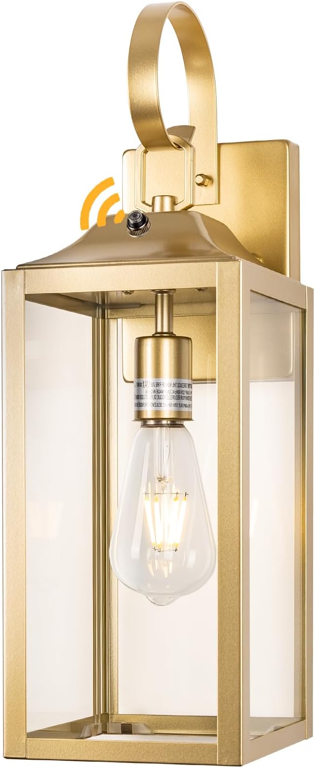 19" Large Dusk to Dawn Outdoor Wall Light, Gold Porch Light Outdoor Wall Lantern Industrial Wall Mount Light Fixture, Waterproof Modern Porch Lighting Exterior Lamp for House Garage