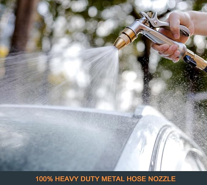 ESOW Garden Hose Nozzle, 100% Heavy Duty Metal Spray Gun with Full Brass Nozzle, 4 Watering Patterns Watering Nozzle- High Pressure Rear Trigger Design for Watering Plants, Car Wash and Showering Dog