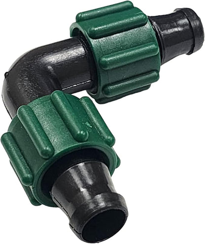 10-Pack USA MADE - PREMIUM Drip Tape Irrigation Tubing Elbow (5/8" or .625" - .645") Universal Perma-Loc Connector Barbed Locking Fitting - Fits All Brands 16mm Drip Tape AG Tubing