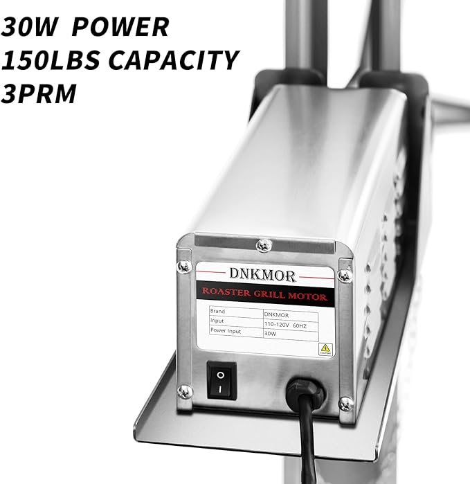 Rotisserie Grill Kit Stainless Steel Tripod Rotisserie Stand, 52inch Pig Lamb Hooded Roaster Charcoal Spit with 30W Motor & Adjustable Height Lockable Casters for Outdoor Camping Party, Rated 150 LB