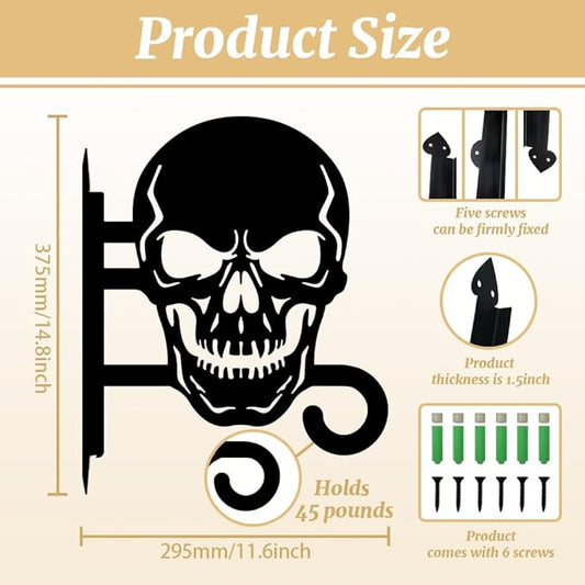 peacoblue Iron Plant Hangers Hooks for Outdoor Indoor Hanging Plants Flower Fern Pots Lantern Bird Feeder,11.6"x14.8" Weather Resistant Metal Wall Holder for Porch Garden Farmhouse(Skull)