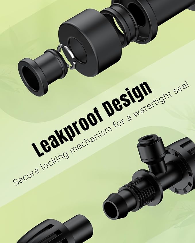 Pawfly 12 Pcs 1/2'' to 1/4'' Barbed Tee Quick Connectors, Drip Irrigation Tee Connectors with Anti-Drop Locked Nuts, Push-to-Fit Drip Irrigation Fittings Parts for Garden Lawn, 3-Way Reducing Tees