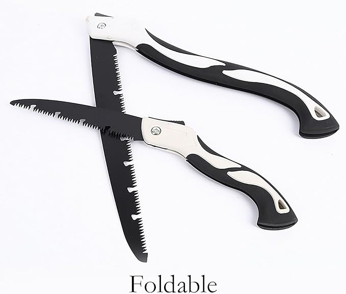 Folding Saw with Rubber Handle, 27.5 Inch Manganese Steel SK-5 Blade Pruning Saw for Hunting, Gardening, Camping and Trimming (blade 31cm)
