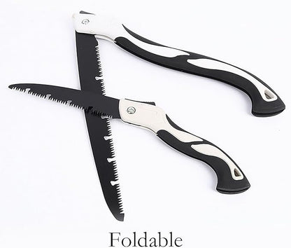 Folding Saw with Rubber Handle, 27.5 Inch Manganese Steel SK-5 Blade Pruning Saw for Hunting, Gardening, Camping and Trimming (blade 31cm)