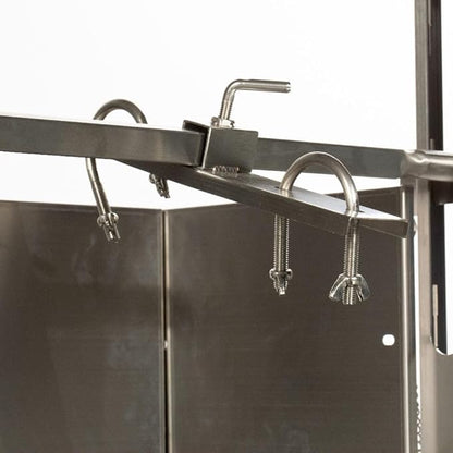 TITAN GREAT OUTDOORS Ash & Ember 25W Stainless Steel BBQ Rotisserie Grill with High Efficiency Windscreen, 4 RPM Rotation Speed, Rated 125 LB for Large Game, Portable Electric Outdoor Roaster