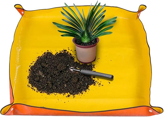 Waterproof Plant Repotting Mat Indoor Gardening Mat, Foldable Indoor Plants Succulent Potting Mat Indoor Plant Mat Portable Garden Mat-26.8" x 26.8"(Orange)