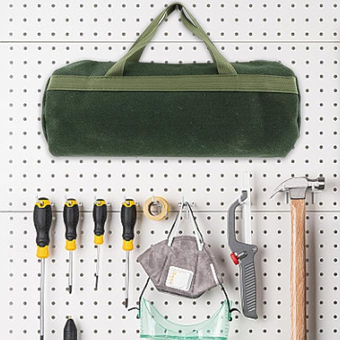 Tool Bag, Portable Multi-Purpose Canvas Tools Organizer, Heavy Duty Storage Handbag Tote Bag with Sturdy Bottom, Wide Mouth Tool Bags for Electricians, Carpenter(COLOR:Round, 45 x 20cm)