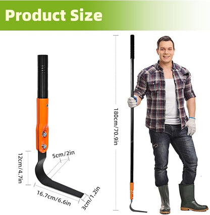 Pragmatist L Shaped Garden Hoe Tool, 70.9Inch Heavy Duty Manual Crevice Weeding Hoe - Weeder & Cultivator Hoe Garden Tool with Adjustable Long Handle for Digging, Trenching, Weeding, Loosening Soil