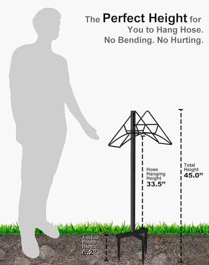 Garden Hose Holder - Free Standing Metal Water Hose Stand Heavy Duty Flexible Pipe Storage Hanger Organizer for Lawn & Yard