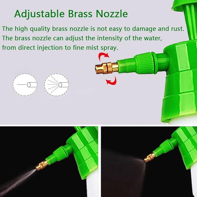 Garden Pump Sprayer, 0.5Gallon/68oz Hand-held Lawn Pressure Spray Bottle with Safety Value&Adjustable Nozzle (Green)