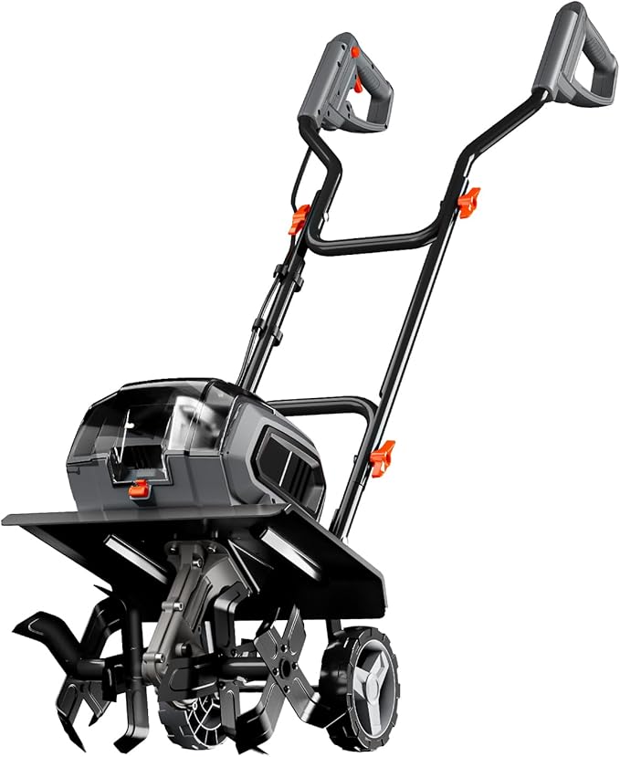 40V Cordless Tiller Cultivator Compatible with Dewalt 20V Battery(Tool Only), Electric Garden Tiller w/175 RPM, 16 Steel Tines, 14.2" Tilling Width, 8.7" Depth, Safety Lock, Portable Rototiller