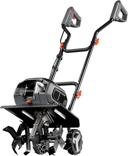 40V Cordless Tiller Cultivator Compatible with Dewalt 20V Battery(Tool Only), Electric Garden Tiller w/175 RPM, 16 Steel Tines, 14.2" Tilling Width, 8.7" Depth, Safety Lock, Portable Rototiller