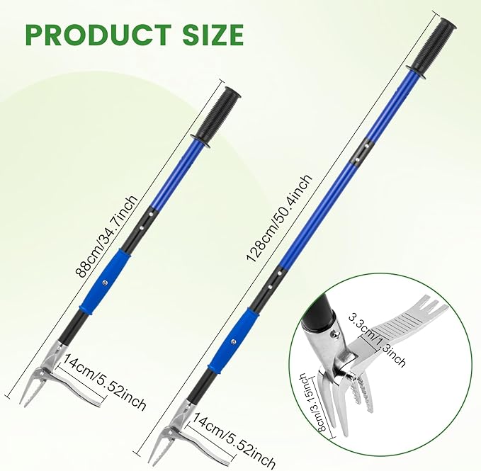 Stainless Steel Claw Stand Up Weed Puller Tool, Gardening Hand Weeding Tool with 51" Long Ergonomic Handle with Easy-Eject Mechanism