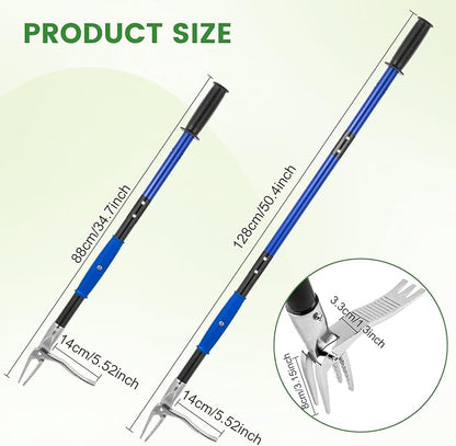 Stainless Steel Claw Stand Up Weed Puller Tool, Gardening Hand Weeding Tool with 51" Long Ergonomic Handle with Easy-Eject Mechanism