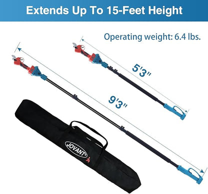 2-in-1 Electric Pruning Shears Cordless with Pole, 20V Cordless Pruning Shears,4.0Ah Battery Operated Pruning Shears, 9.3Ft -Up to 15.3Ft Telescopic Electric Shears for Gardening JOVANT
