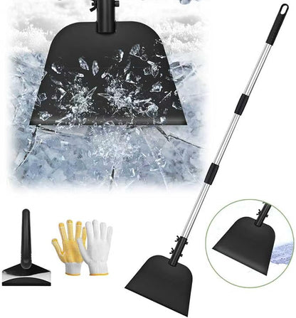 DEMARRE Metal Snow Shovel 54”, Heavy Duty Floor Scraper & Ice Scraper, Flat Shovel for Driveway Sidewalk Garden Deck, Manual Push Plow for Snow Ice & Weed Removal, Back-Friendly Tool for Seniors