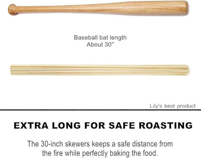 HOPELF 30" Natural Bamboo Skewers Sticks for Marshmallows，S'Mores，BBQ，Kabob，Grilling，Barbecue，Roasting，Camping.More Size Choices 6"/8"/10"/12"/14"/36"(100 PCS)