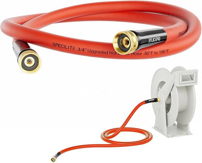 SPECILITE 3/4" Female to Female Hot/Cold Short Leader Hose 5 ft, -50℉-190℉, Flexible & Lightweight Rubber Hoses for Yard, Outdoor, Farm, Red