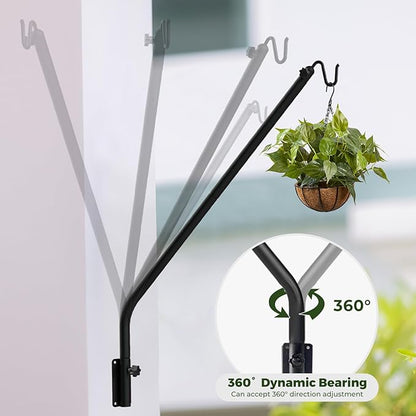 Kingsyard 2 Pack Heavy Duty Wall Mounted Deck Hook, 27"-39" Adjustable Metal Plant Wall Hanger for Hanging Bird Feeders, Planters, Lanterns, Wind Chimes, Wall Mounted