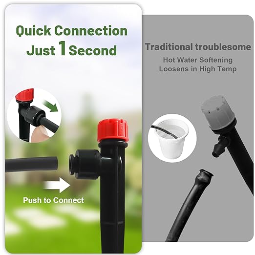 Drip Irrigation Kit for Garden, Quick-Connect Raised Bed Watering System with 1/2" & 1/4" 150FT, Plant Accessories, Drip Line Kit for Greenhouse, Sistema De Riego Por Goteo