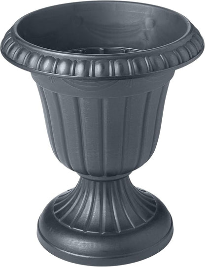 Arcadia Garden Products PL20GY Classic Traditional Plastic Urn Planter Indoor/Outdoor, 10" x 12", Gray
