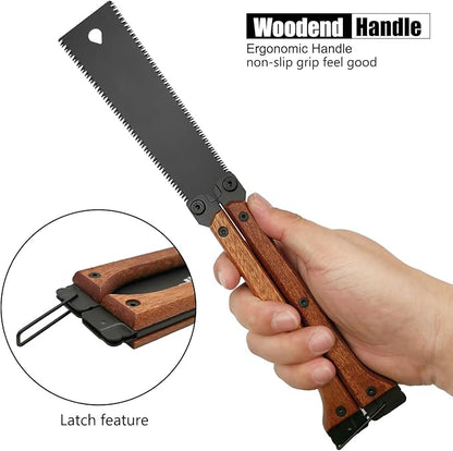 Folding Hand Saw - 5.5inch, 11TPI Pruning Saw with Smooth Cuts & Flush Cut Feature for Camping and Gardening