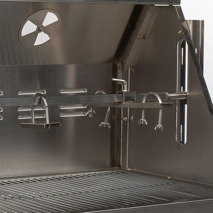 Ash & Ember 25 Watt Stainless Steel BBQ Rotisserie Grill, Rated 125 LB for Medium Game, Hood with Viewing Window, Portable Electric Outdoor Roaster with Dual Prongs, Single Leg Bracket, and Spine Fork