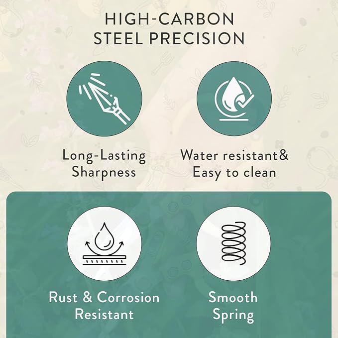 Modern Sprout Hand Pruners - Lightweight Pruning Shears W/Easy Lock- Gardening Scissors - Bypass Sharp Carbon Steel Blade - Rust Resistant - Garden Tools - Reusable Holster - Ocean