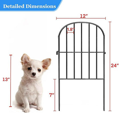 Decorative Garden Fence 24 Pack Black,24 Ft (L) X 24 in (H) Animal Barrier Fences for Small Dog, Garden Fencing Border, Arched Rustproof Metal Fence Outdoor Flower Bed Landscape Decor