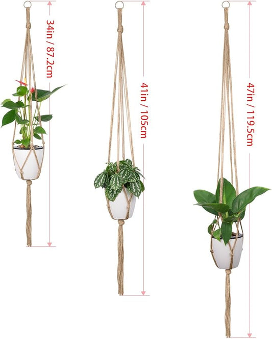 Petutu Plant Hangers Indoor Macrame Hanging Planter Holder 6 Pack, 3 Sizes