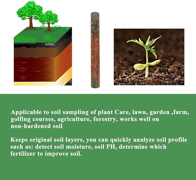 Soil Sample Probe 12 Inch with T Handle, Soil Sampler Tool, Soil Test Kit, Soil Probe for Soil Sampling Plant Care Lawn Garden Farm