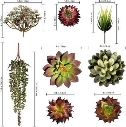 Artificial Succulent Plants Fake Assorted - 16 Pack - Unpotted Face Succulent Plants - Realistic Textured Succulents Picks - Fake Plants for Decoration - Faux Aloe Cactus Plant Bulk
