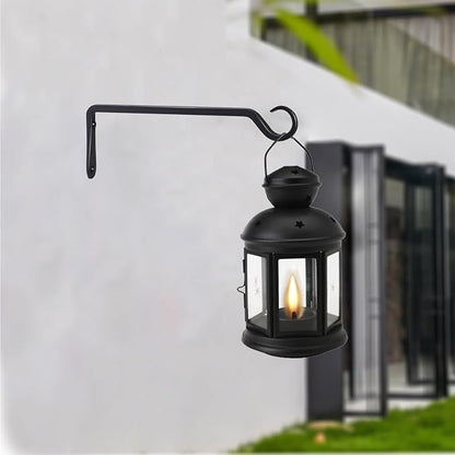 2 Pack Premium Forged Wall Hook, Sturdy Hanging Plant Bracket, Elegant Hook for Bird Feeders, Planters, Lanterns, Wind Chimes Indoor Outdoor, Upgrade Black, 12 Inch