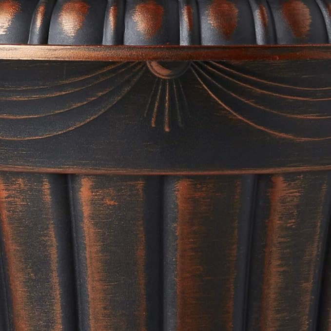 Arcadia Garden Products PL00CP Classic Traditional Plastic Urn Planter, 16" x 18", Brushed Copper